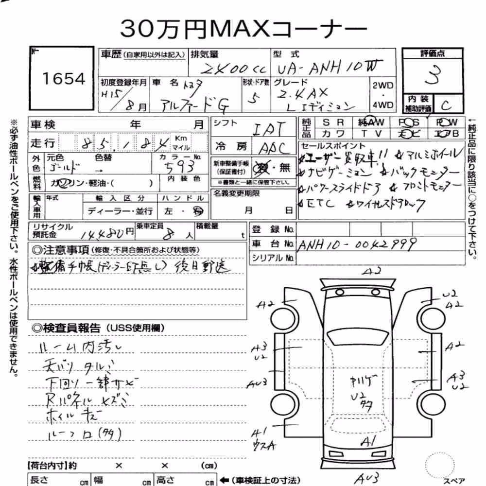 Notka aukcyjna: TOYOTA ALPHARD G AX L EDITION