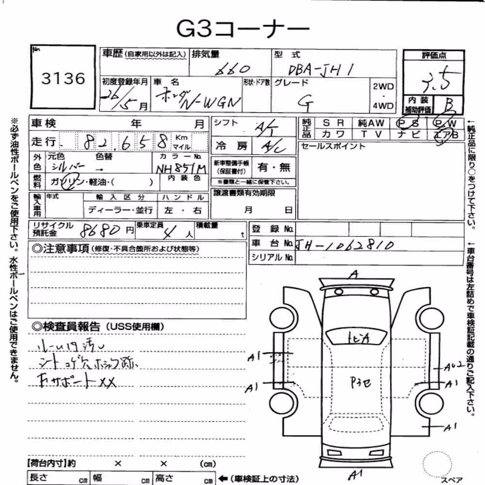 Notka aukcyjna: HONDA N-WGN G