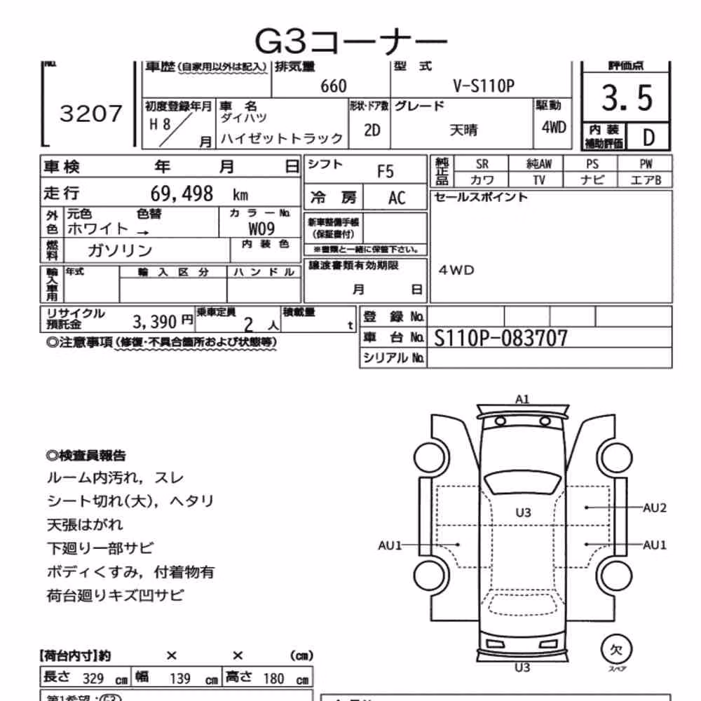 Notka aukcyjna: DAIHATSU HIJET TRUCK 4WD APPARE