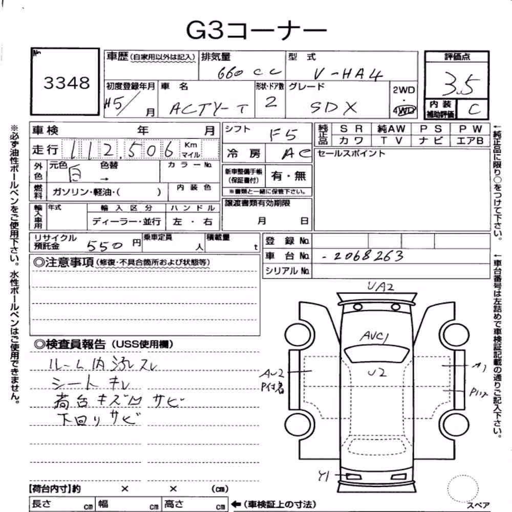 Notka aukcyjna: HONDA ACTY TRUCK 4WD SDX