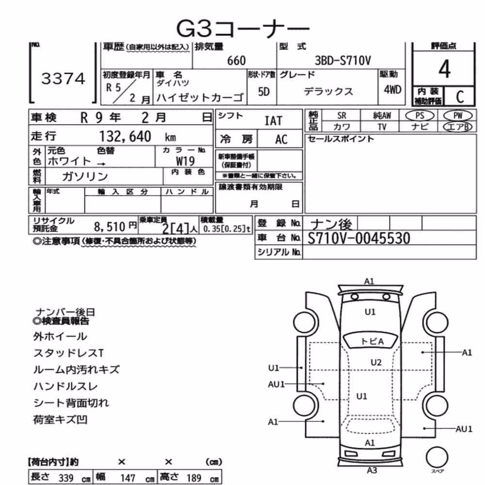 Notka aukcyjna: DAIHATSU HIJET CARGO 5D 4WD DELUXE