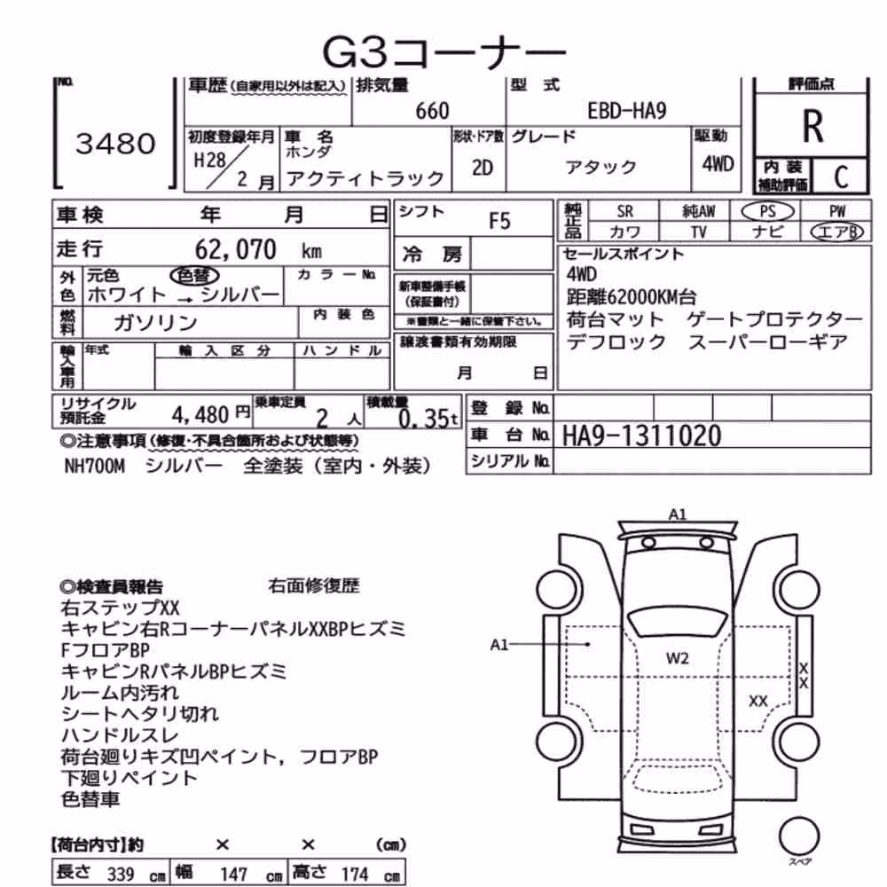 Notka aukcyjna: HONDA ACTY TRUCK 4WD ATTACK