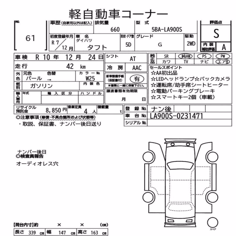 Notka aukcyjna: DAIHATSU TAFT G