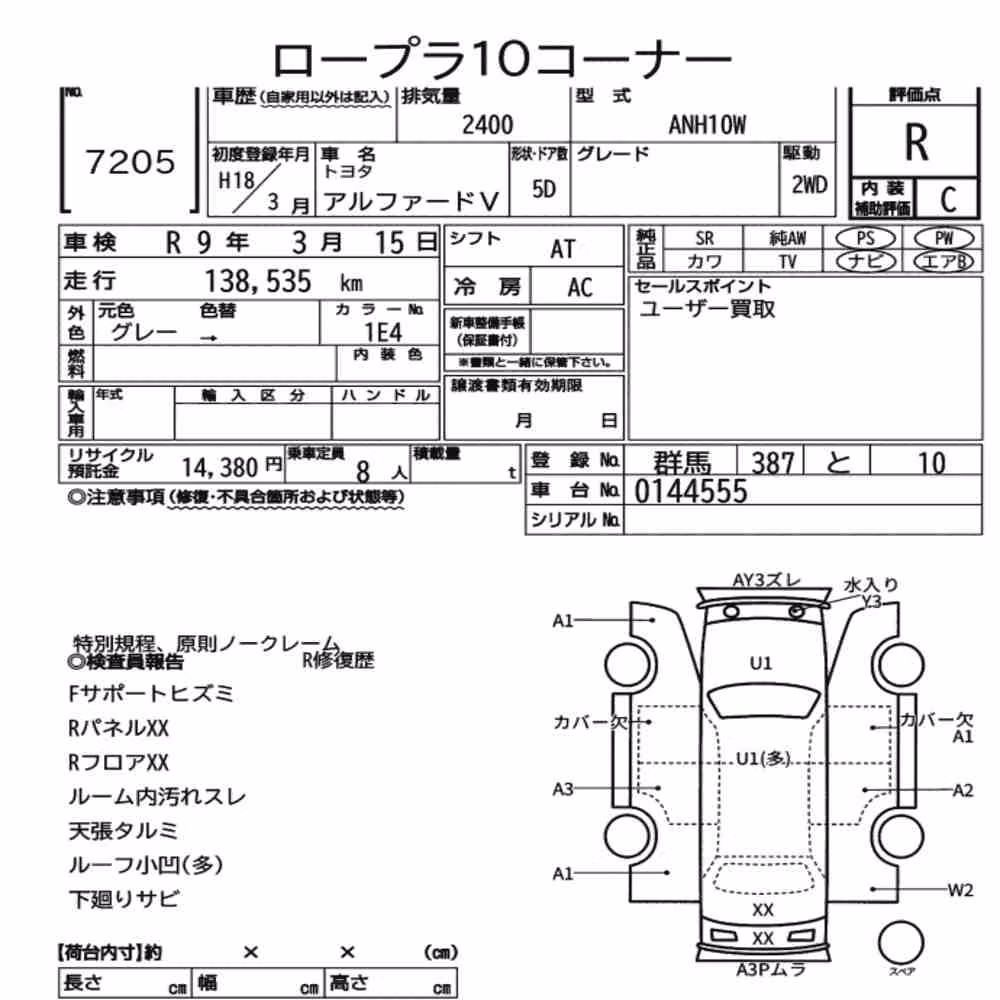 Notka aukcyjna: TOYOTA ALPHARD V