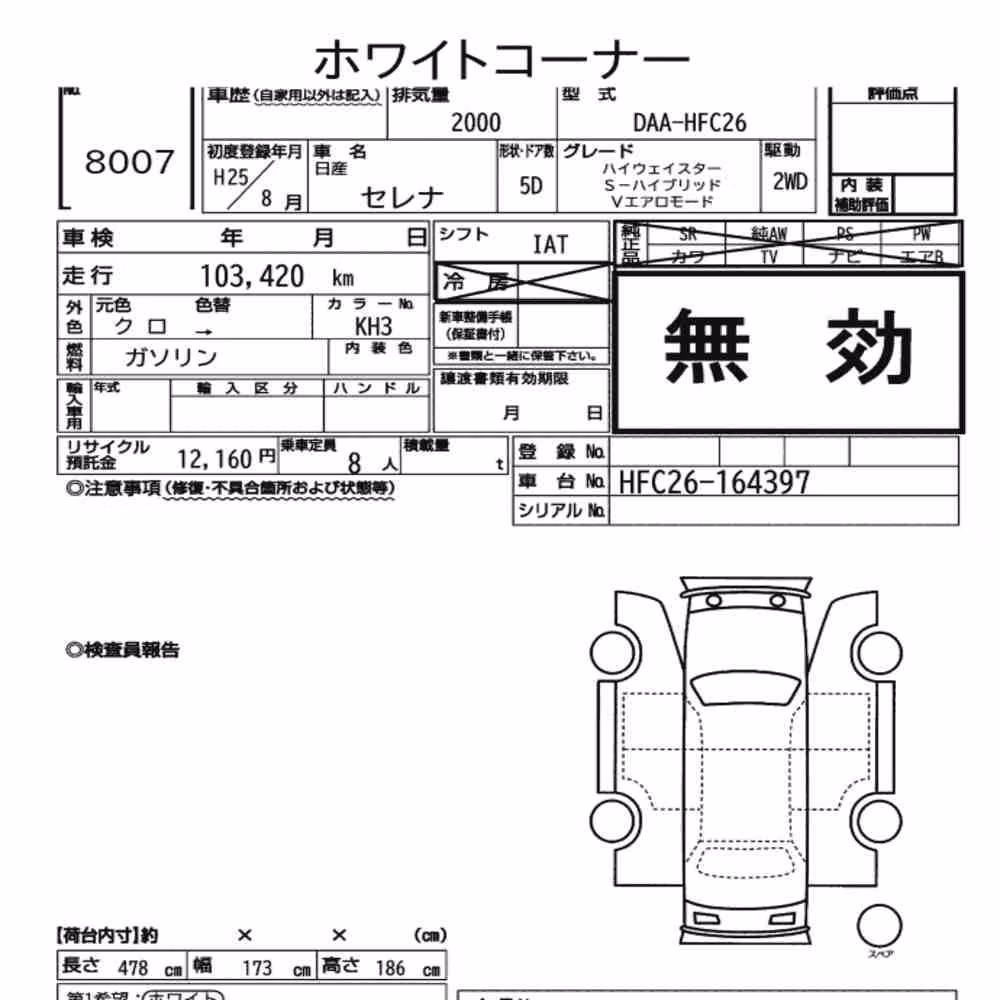 Notka aukcyjna: NISSAN SERENA 5D HIGHWAY STAR S-HYBRID V AERO MODE