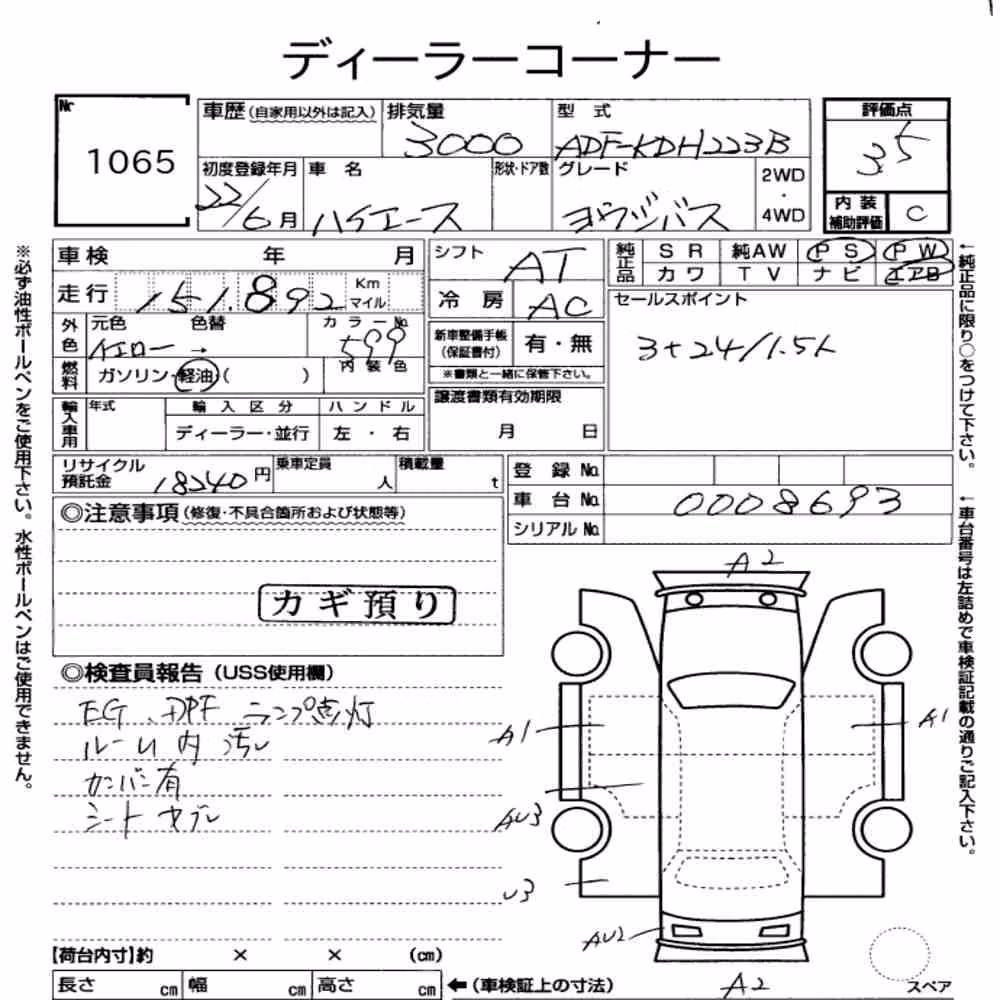 Notka aukcyjna: TOYOTA HIACE COMMUTER 4D OTHERS