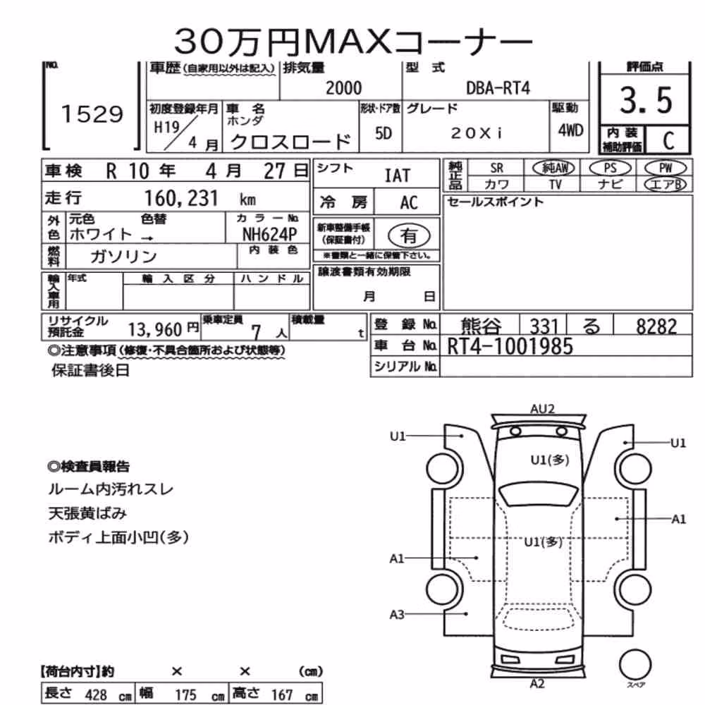 Notka aukcyjna: HONDA CROSS ROAD 5D 4WD 20XI