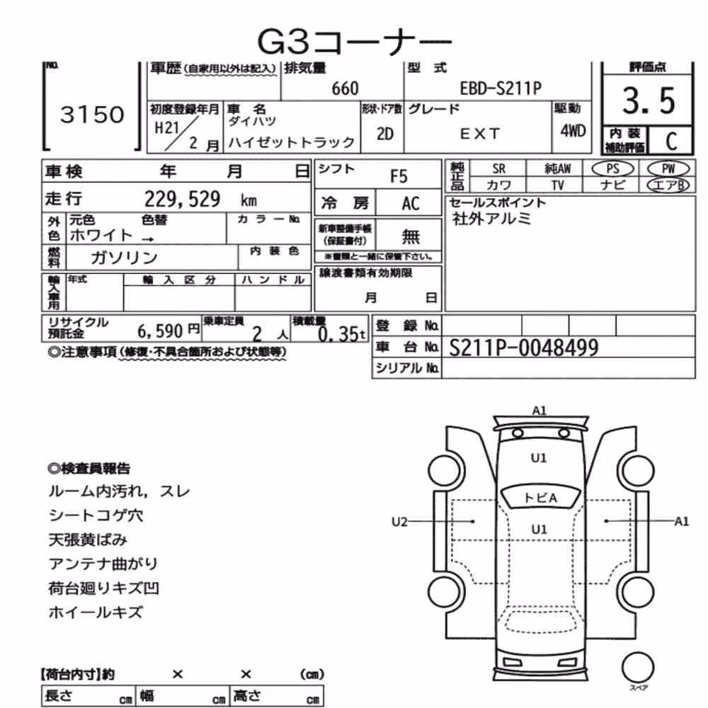 Notka aukcyjna: DAIHATSU HIJET TRUCK 4WD EXT