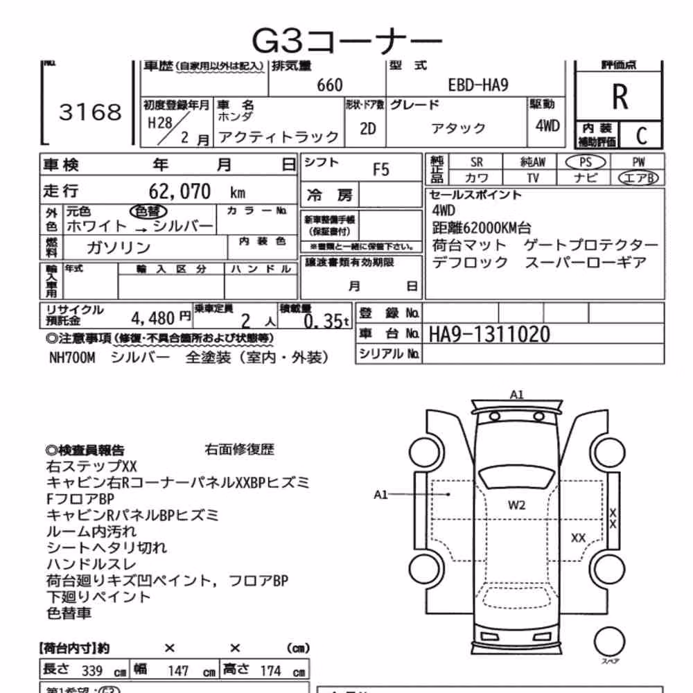 Notka aukcyjna: HONDA ACTY TRUCK 4WD ATTACK