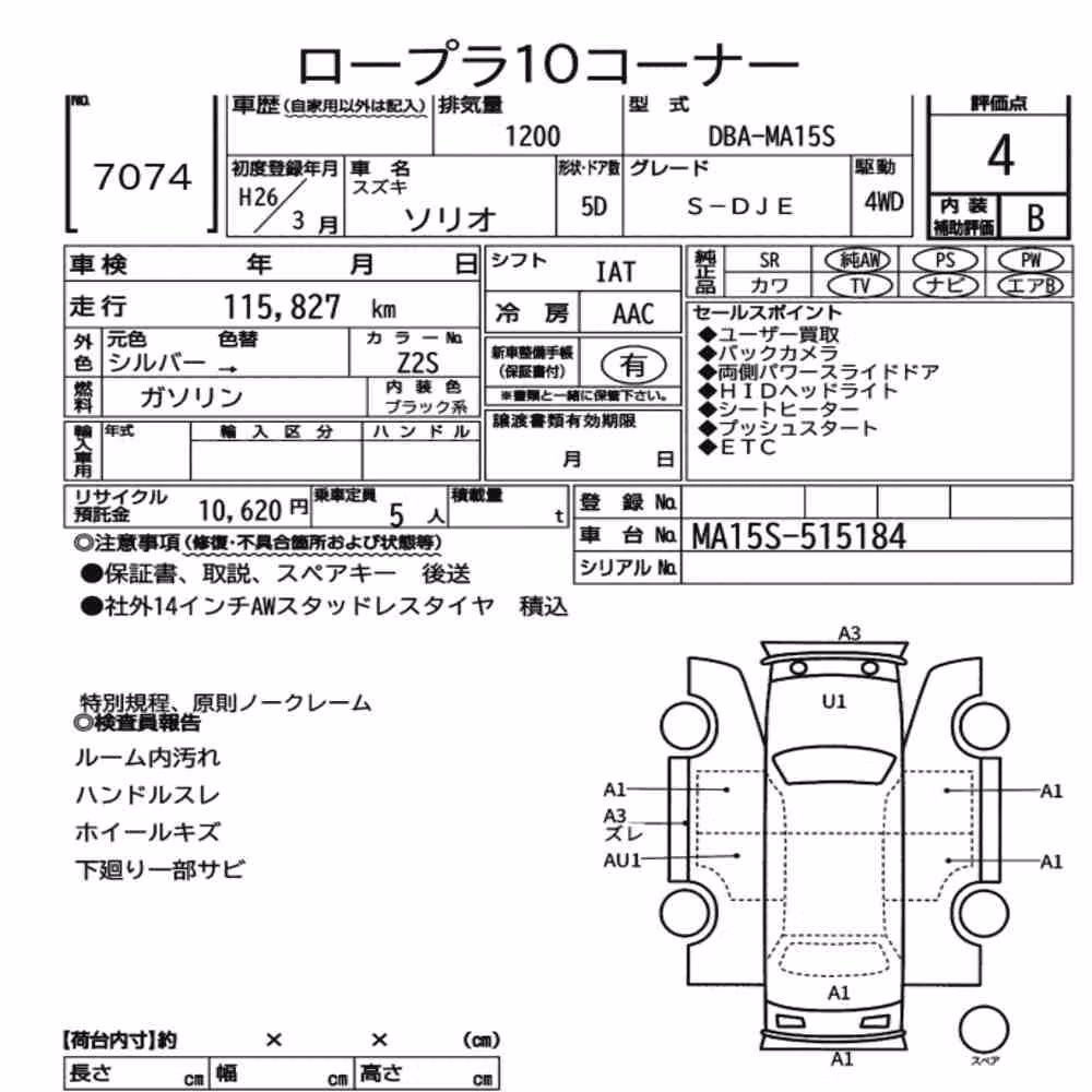 Notka aukcyjna: SUZUKI SOLIO 4WD S-DJE
