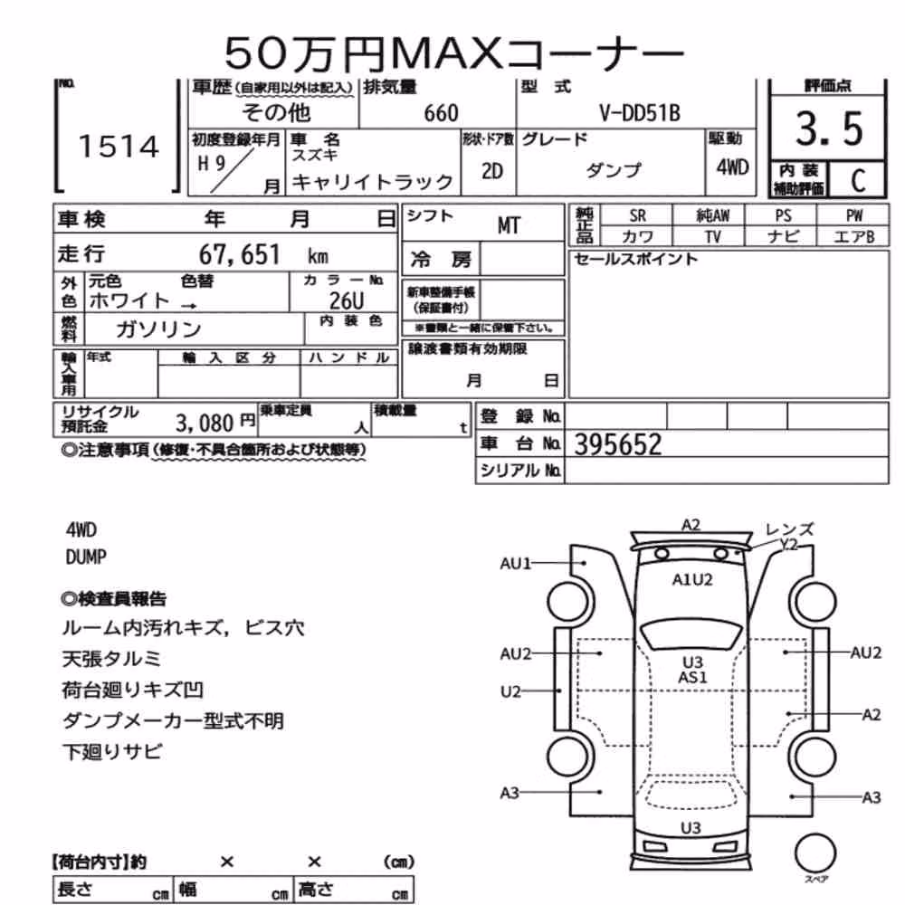Notka aukcyjna: SUZUKI CARRY TRUCK 4WD DUMP