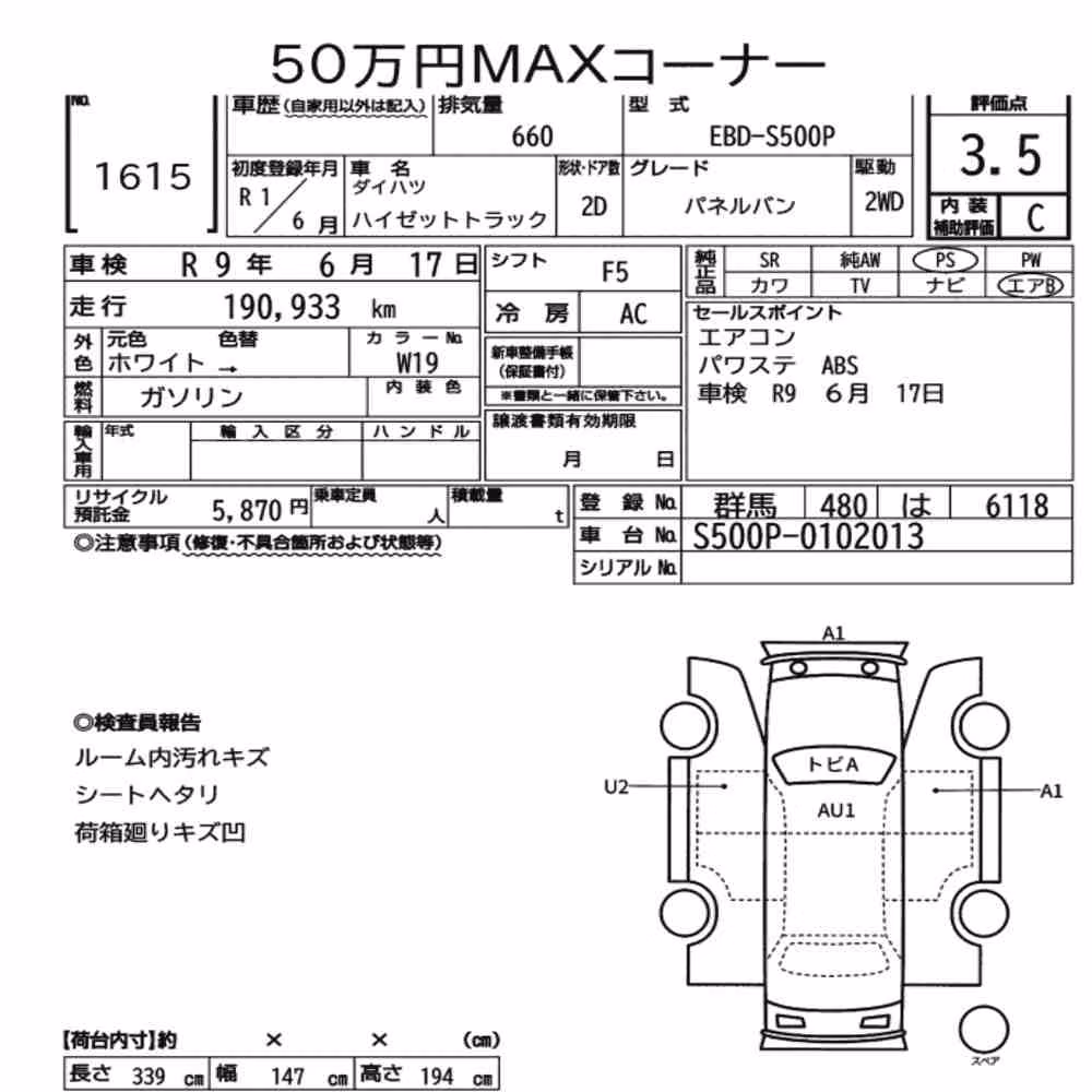 Notka aukcyjna: DAIHATSU HIJET TRUCK PANEL VAN