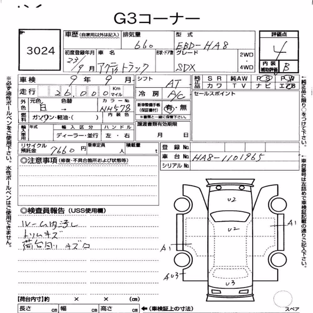 Notka aukcyjna: HONDA ACTY TRUCK SDX