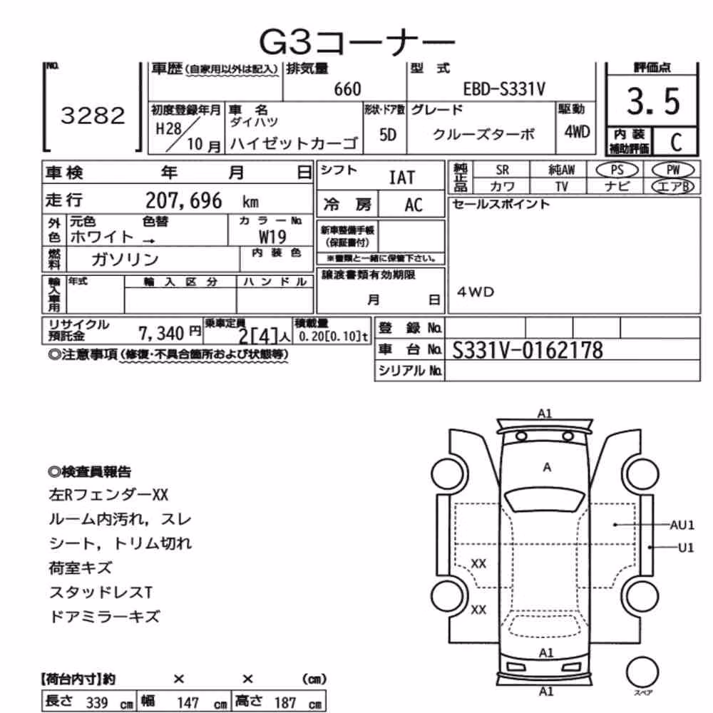 Notka aukcyjna: DAIHATSU HIJET CARGO 5D 4WD CRUISE TURBO