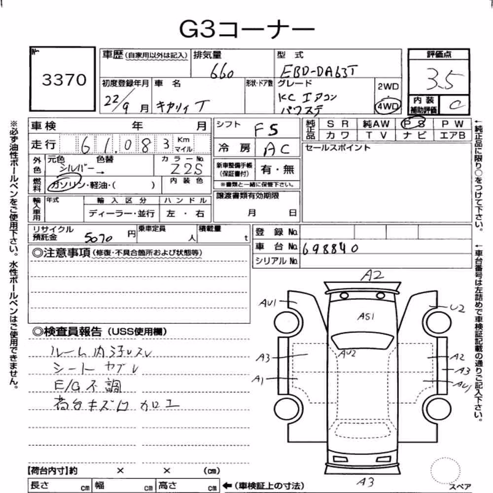 Notka aukcyjna: SUZUKI CARRY TRUCK 4WD KC AIR CONDITIONING POWER STEERING