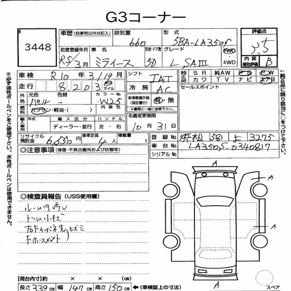 Notka aukcyjna: DAIHATSU MIRA E:S L SAⅢ