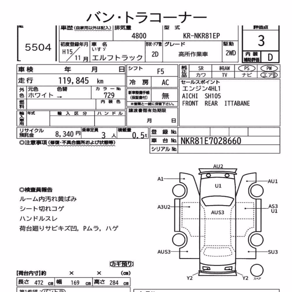 Notka aukcyjna: ISUZU ELF TRUCK 2D OTHERS