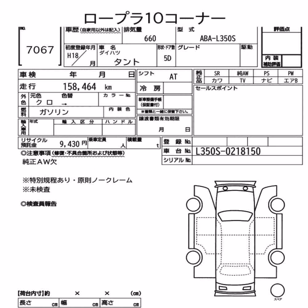 Notka aukcyjna: DAIHATSU TANTO