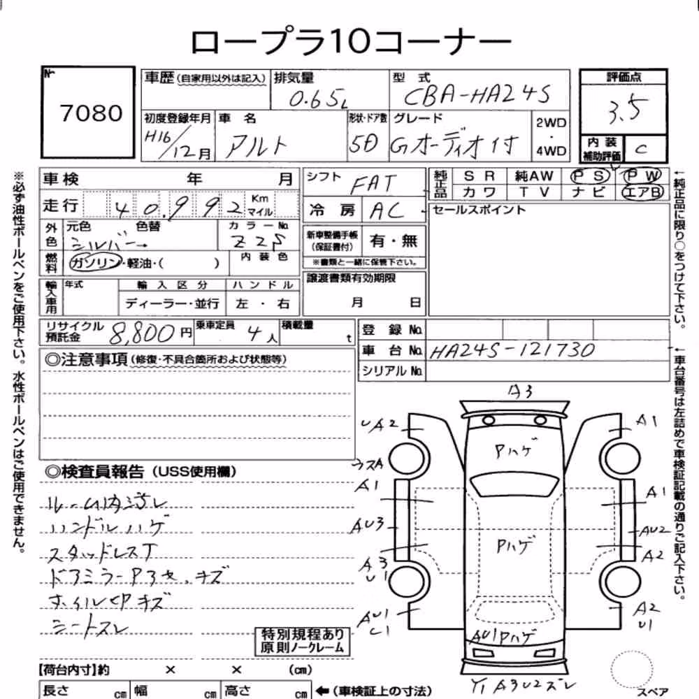 Notka aukcyjna: SUZUKI ALTO 5D G