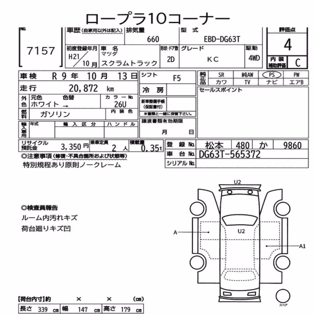 Notka aukcyjna: MAZDA SCRUM TRUCK 4WD KC