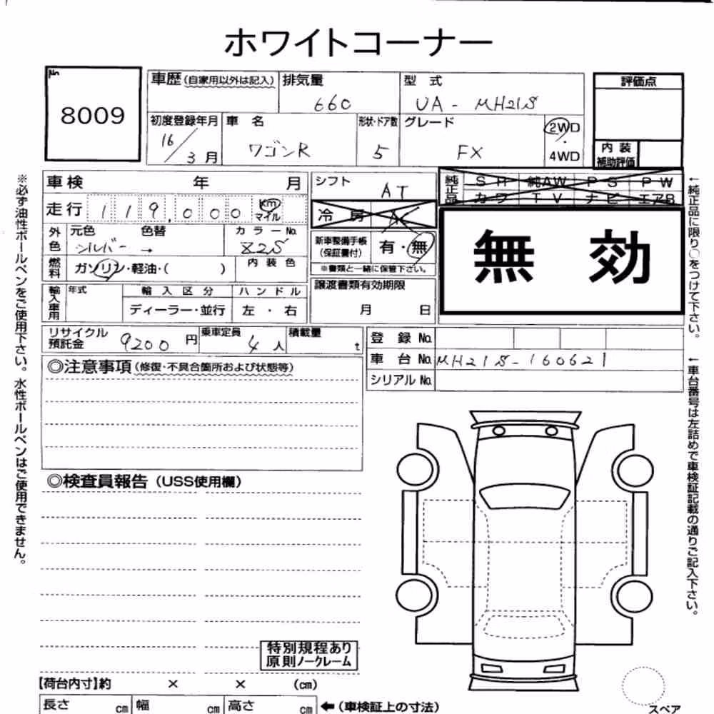 Notka aukcyjna: SUZUKI WAGON R 5D FX