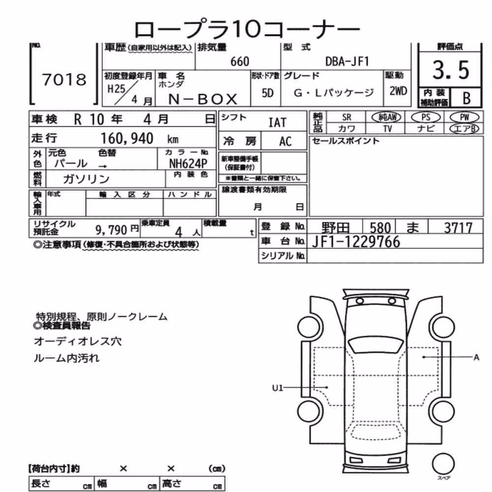 Notka aukcyjna: HONDA N-BOX G・L PACKAGE