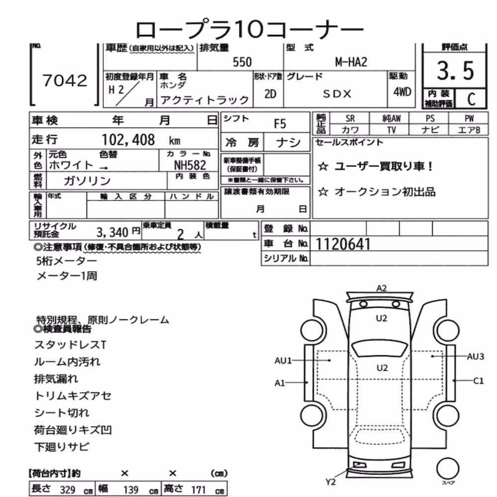 Notka aukcyjna: HONDA ACTY TRUCK 4WD SDX
