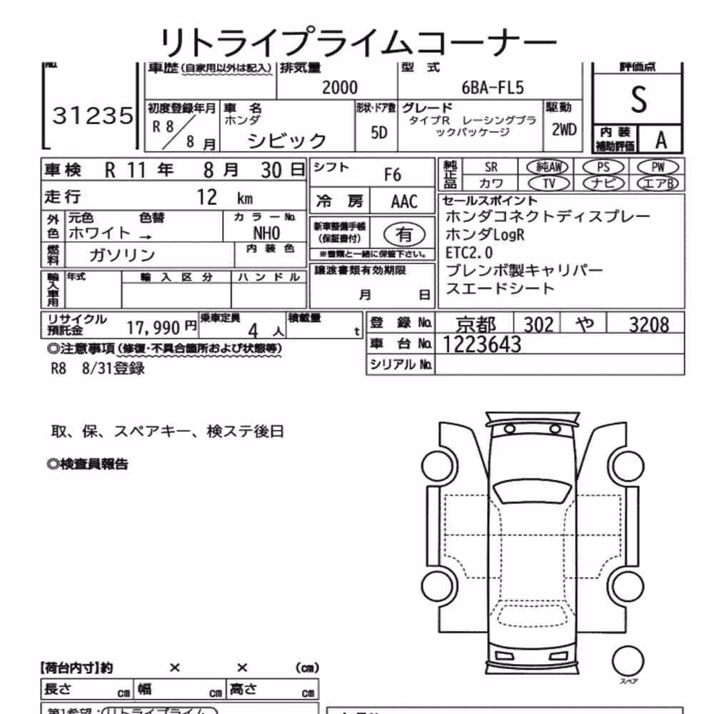 Notka aukcyjna: HONDA CIVIC 5D TYPE R RACING BLACK PACKAGE