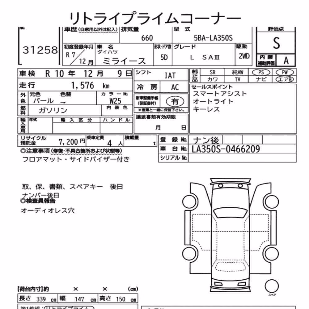 Notka aukcyjna: DAIHATSU MIRA E:S L SAⅢ