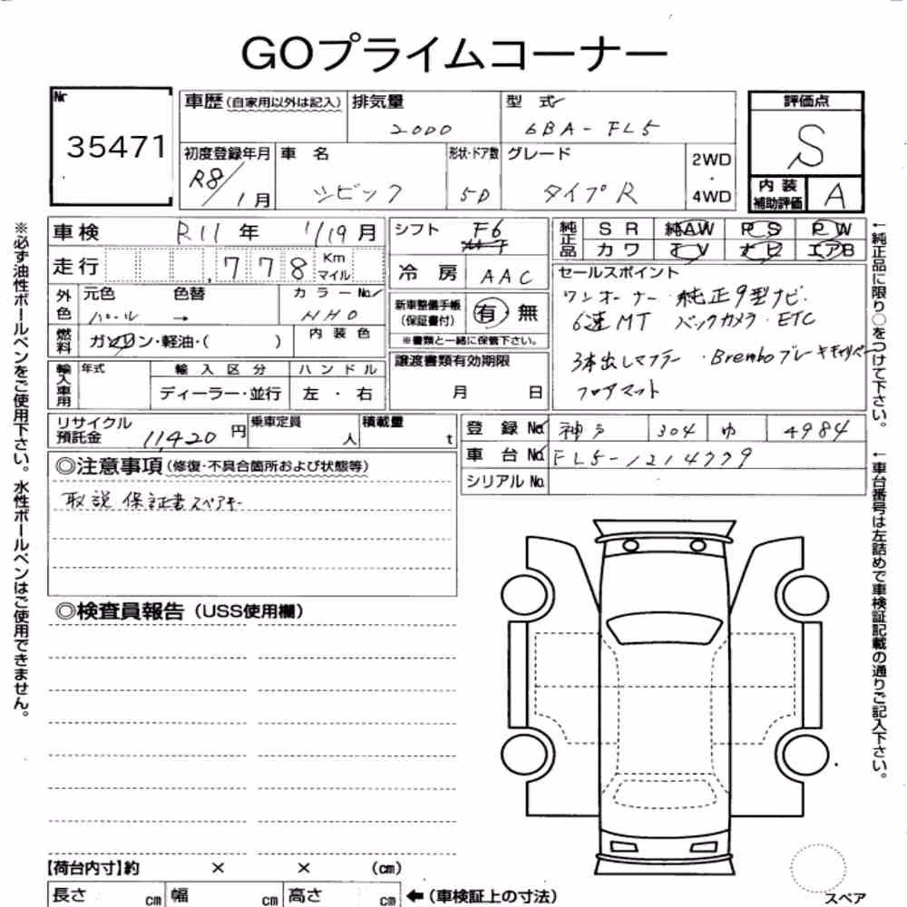 Notka aukcyjna: HONDA CIVIC 5D TYPE R