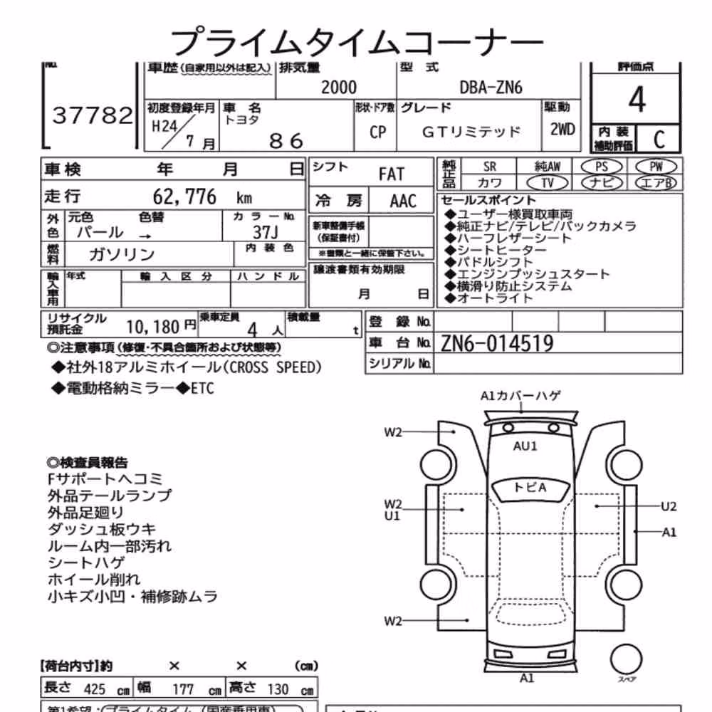Notka aukcyjna: TOYOTA 86 GT LIMITED