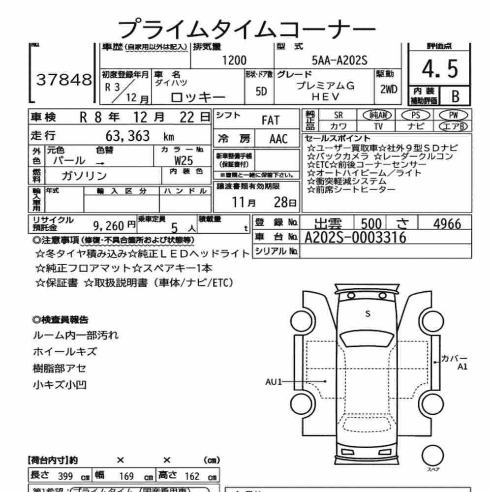 Notka aukcyjna: DAIHATSU ROCKY 5D PREMIUM G HEV