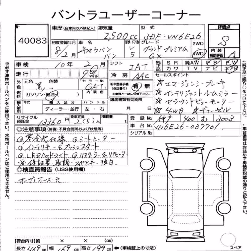 Notka aukcyjna: NISSAN CARAVAN VAN 5D 4WD GRAND PREMIUM GX