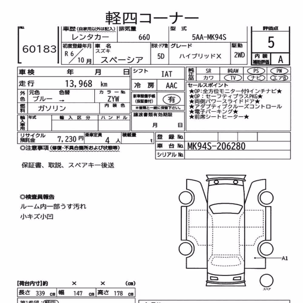 Notka aukcyjna: SUZUKI SPACIA HYBRID X