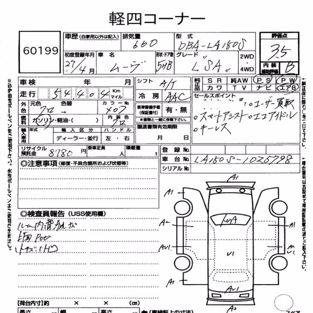 Notka aukcyjna: DAIHATSU MOVE L SA