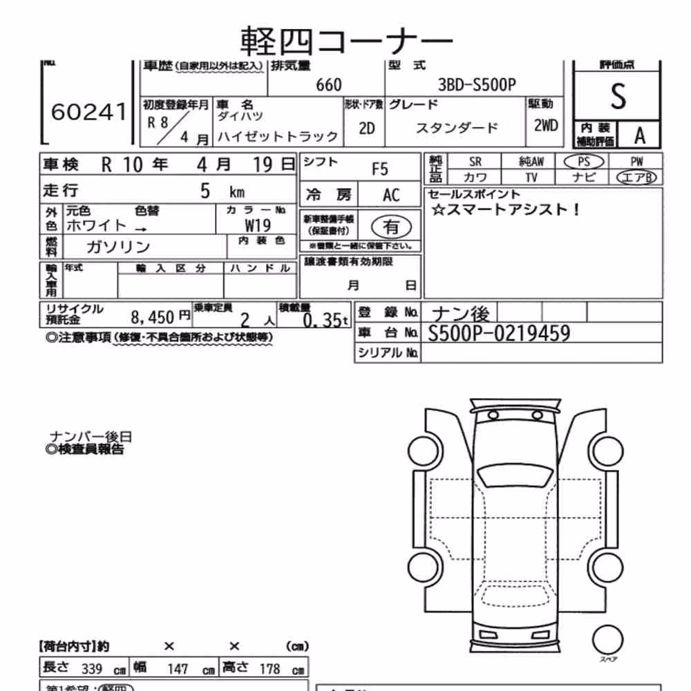 Notka aukcyjna: DAIHATSU HIJET TRUCK STANDARD