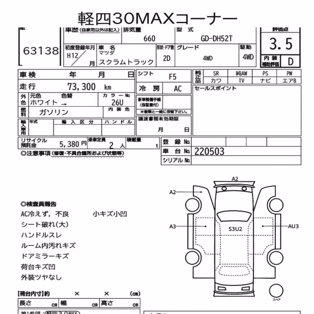 Notka aukcyjna: MAZDA SCRUM TRUCK 4WD