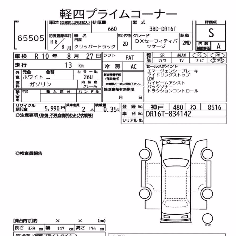 Notka aukcyjna: NISSAN CLIPPER TRUCK DX SAFETY PACKAGE