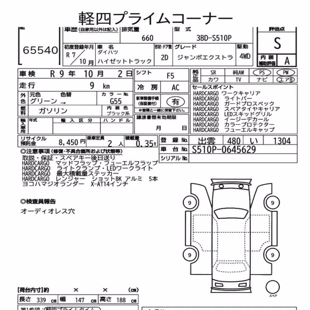 Notka aukcyjna: DAIHATSU HIJET TRUCK 4WD JUMBO EXTRA