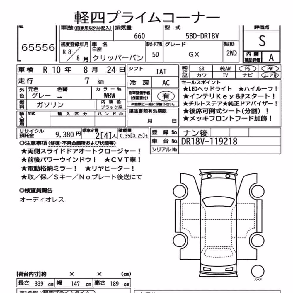 Notka aukcyjna: NISSAN CLIPPER VAN GX