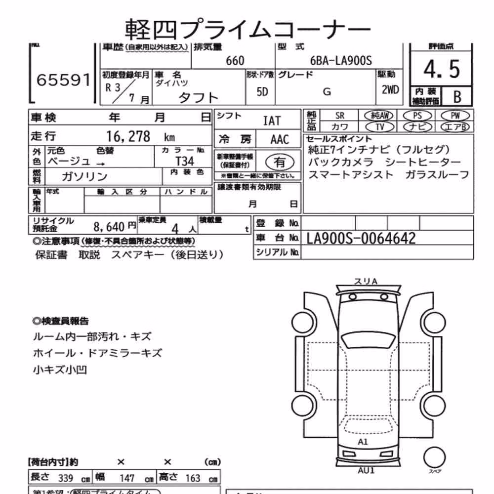 Notka aukcyjna: DAIHATSU TAFT G