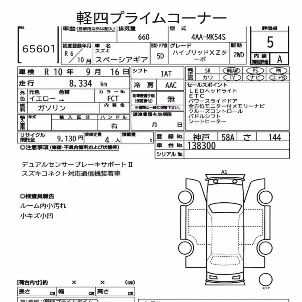 Notka aukcyjna: SUZUKI SPACIA GEAR HYBRID XZ TURBO