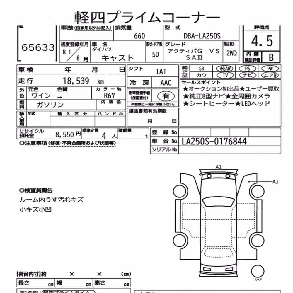 Notka aukcyjna: DAIHATSU CAST ACTIVA G VS SA3