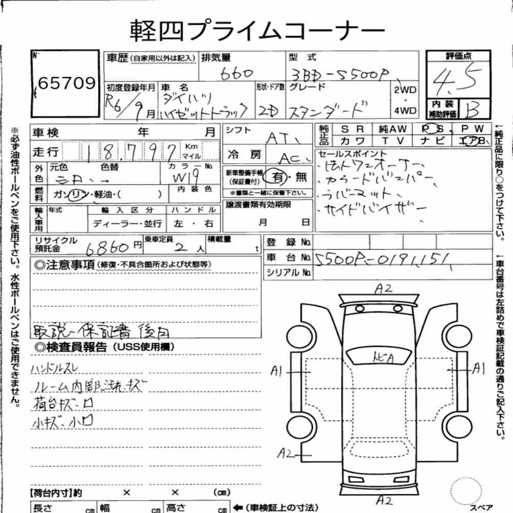 Notka aukcyjna: DAIHATSU HIJET TRUCK STANDARD