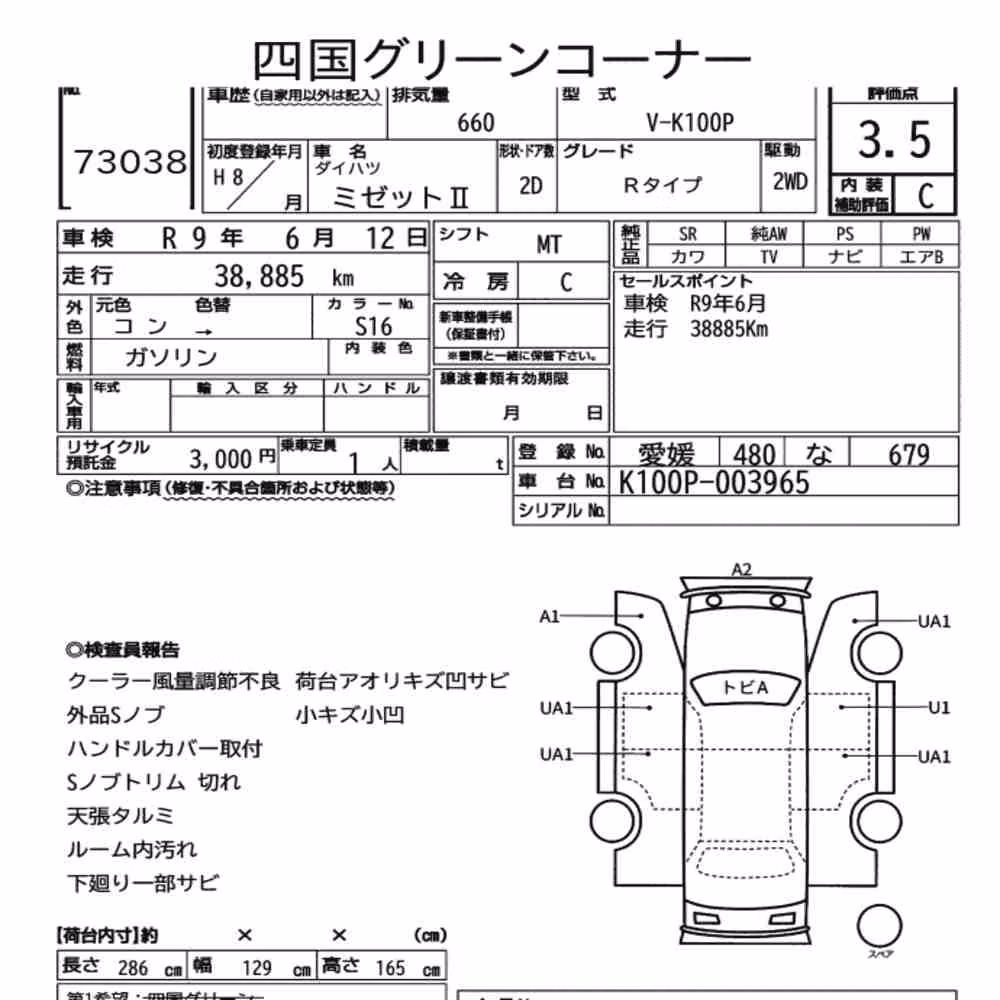 Notka aukcyjna: DAIHATSU MIDGETⅡ 2D R TYPE
