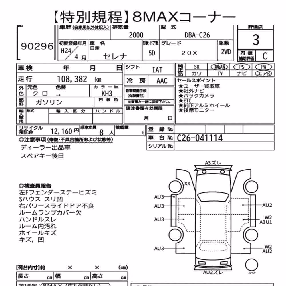 Notka aukcyjna: NISSAN SERENA 5D 20X