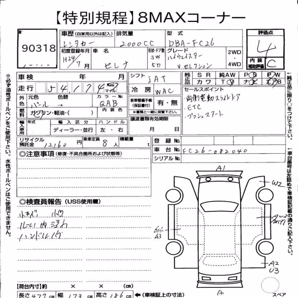 Notka aukcyjna: NISSAN SERENA 5D HIGHWAY STAR V SELECTION