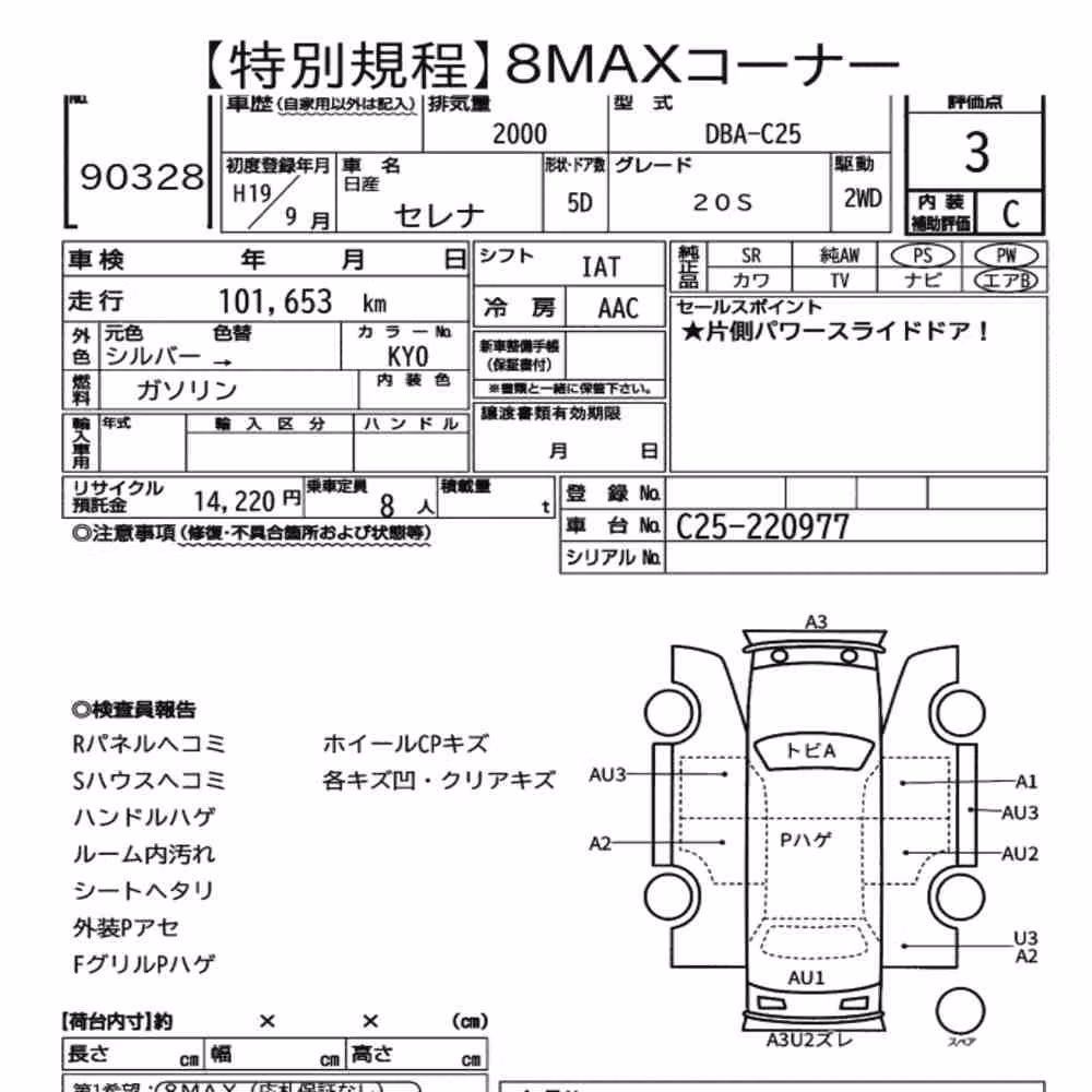 Notka aukcyjna: NISSAN SERENA 5D 20S