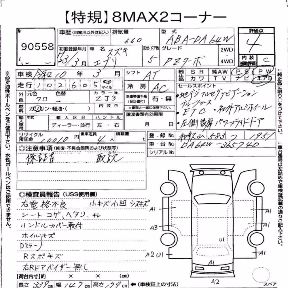 Notka aukcyjna: SUZUKI EVERY WAGON PZ TURBO