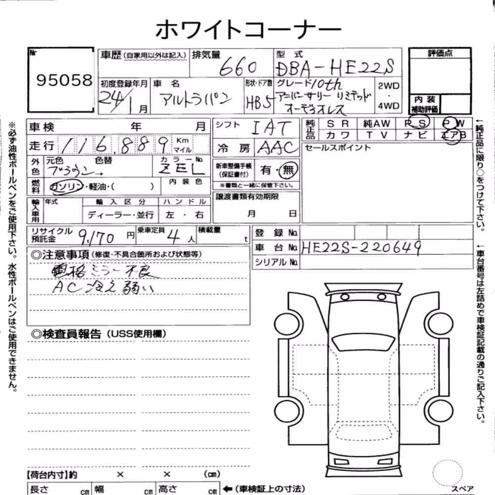 Notka aukcyjna: SUZUKI ALTO LAPIN 10TH ANNIVERSARY LIMITED